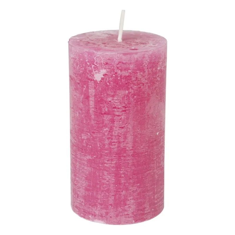 Xenos Stompkaarsen-Kaars rustiek - roze - ø7x12 cm