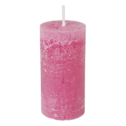 Xenos Stompkaarsen-Kaars rustiek - roze - ø5x10 cm