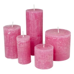 Xenos Stompkaarsen-Kaars rustiek - roze - ø10x10 cm