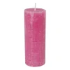 Xenos Stompkaarsen-Kaars rustiek - roze - ø7x18 cm