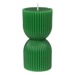 Xenos Kerstcadeaus|Sierkaarsen-Kaars zandloper - groen - ø6x12 cm