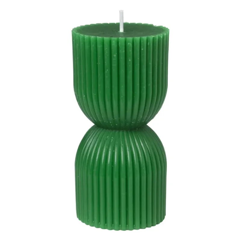 Xenos Kerstcadeaus|Sierkaarsen-Kaars zandloper - groen - ø6x12 cm