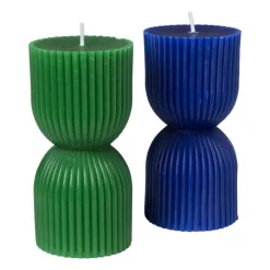 Xenos Kerstcadeaus|Sierkaarsen-Kaars zandloper - groen - ø6x12 cm