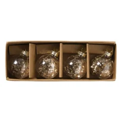 Xenos Kerst Inpakken|Kerst Knutselen-Kaarthouders kerstballen - champagnekleurig - set van 4