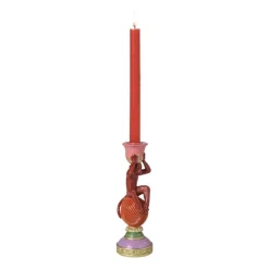 Xenos Kandelaars-Kandelaar aap - multikleur - ø8x22.5 cm