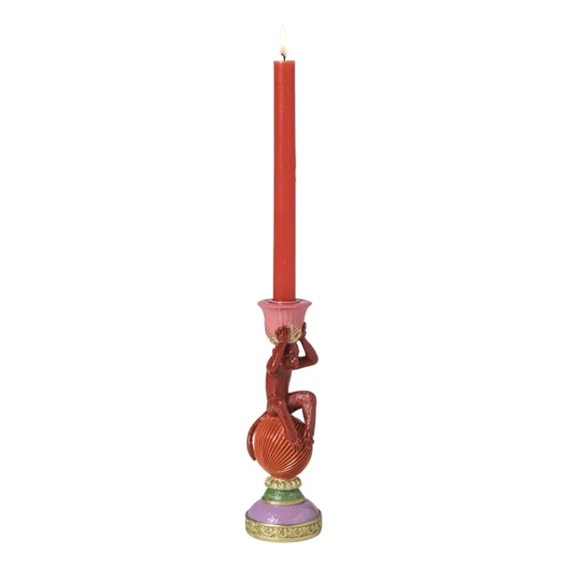 Xenos Kandelaars-Kandelaar aap - multikleur - ø8x22.5 cm