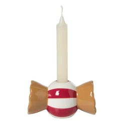 Xenos Kandelaars-Kandelaar candy cane - rood/wit - ø7x13 cm