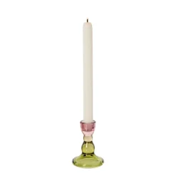 Xenos Kandelaars-Kandelaar duo - roze/groen - ø6.5x8.8 cm