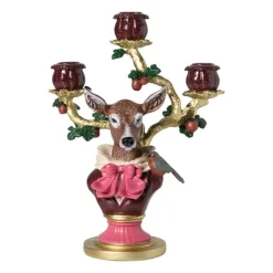 Xenos Kerst|Kerstcadeaus-Kandelaar kerst met rendier - 30.5 cm