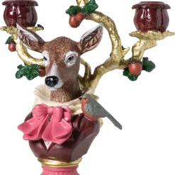 Xenos Kerst|Kerstcadeaus-Kandelaar kerst met rendier - 30.5 cm