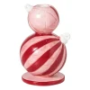 Xenos Kandelaars-Kandelaar kerstbal groot - rood/roze - ø7.8x12.5 cm