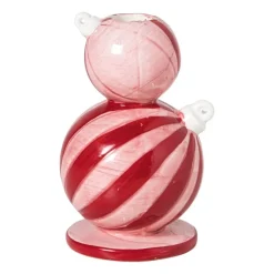 Xenos Kandelaars-Kandelaar kerstbal groot - rood/roze - ø7.8x12.5 cm