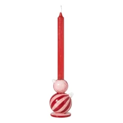 Xenos Kandelaars-Kandelaar kerstbal groot - rood/roze - ø7.8x12.5 cm