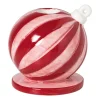 Xenos Kandelaars-Kandelaar kerstbal klein - rood/roze - ø7.8x7.9 cm