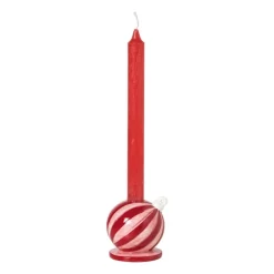 Xenos Kandelaars-Kandelaar kerstbal klein - rood/roze - ø7.8x7.9 cm