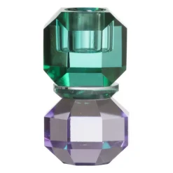 Xenos Kandelaars-Kandelaar kristal - groen/paars - ø5.5x9 cm
