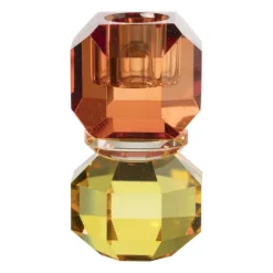 Xenos Kandelaars-Kandelaar kristal - rood/geel - ø5.5x9 cm