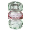 Xenos Kandelaars-Kandelaar kristal 3-laags - groen/roze - 4x4x7 cm