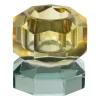 Xenos Kandelaars-Kandelaar kristal 2-laags - oker/groen - 4x4x4 cm