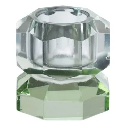 Xenos Kandelaars-Kandelaar kristal 2-laags - blauw/groen - 4x4x4 cm