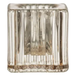 Xenos Kandelaars-Kandelaar rib glas - helder - 4x4x4 cm