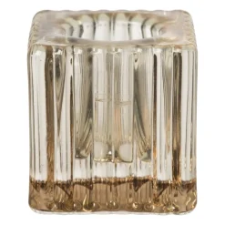 Xenos Kandelaars-Kandelaar rib glas - helder - 4x4x6 cm