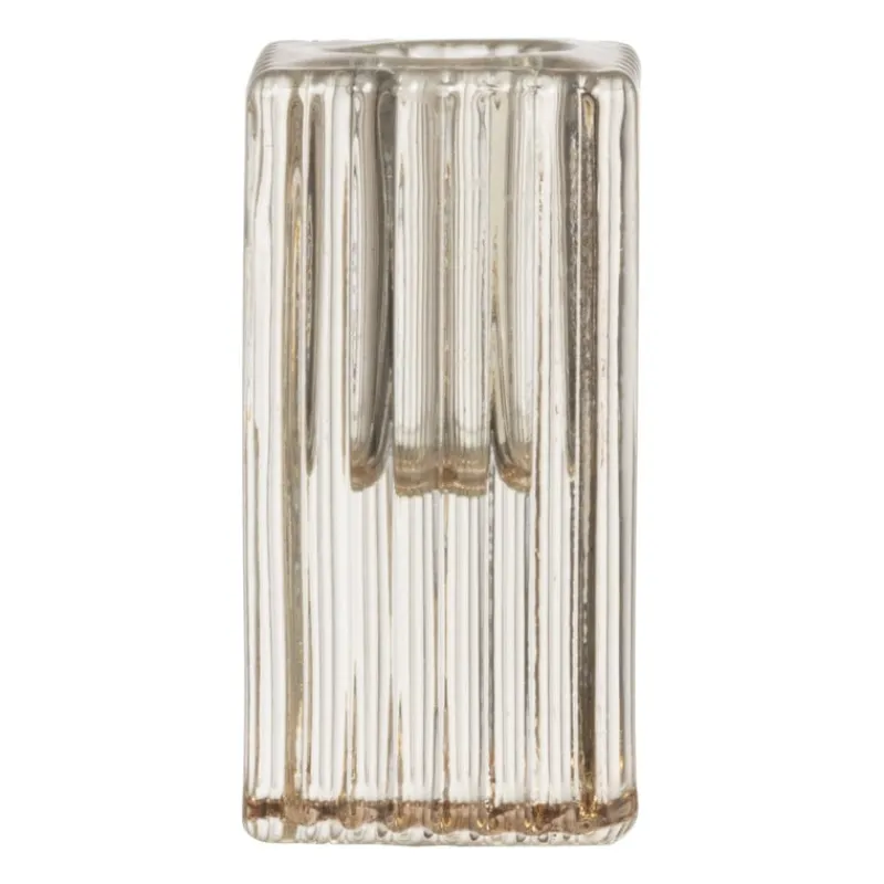 Xenos Kandelaars-Kandelaar rib glas - helder - 4x4x8 cm