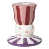 Xenos Kandelaars-Kandelaar streep stip laag - multikleur - ø8x9 cm