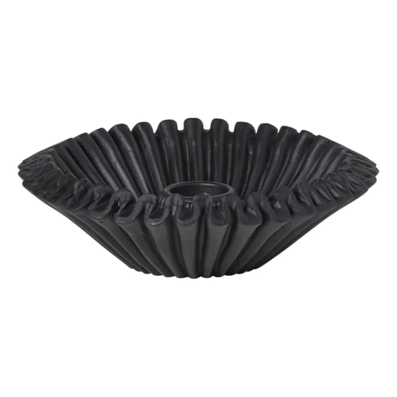 Xenos Kandelaars-Kandelaar wave - zwart - ø13.5x4 cm