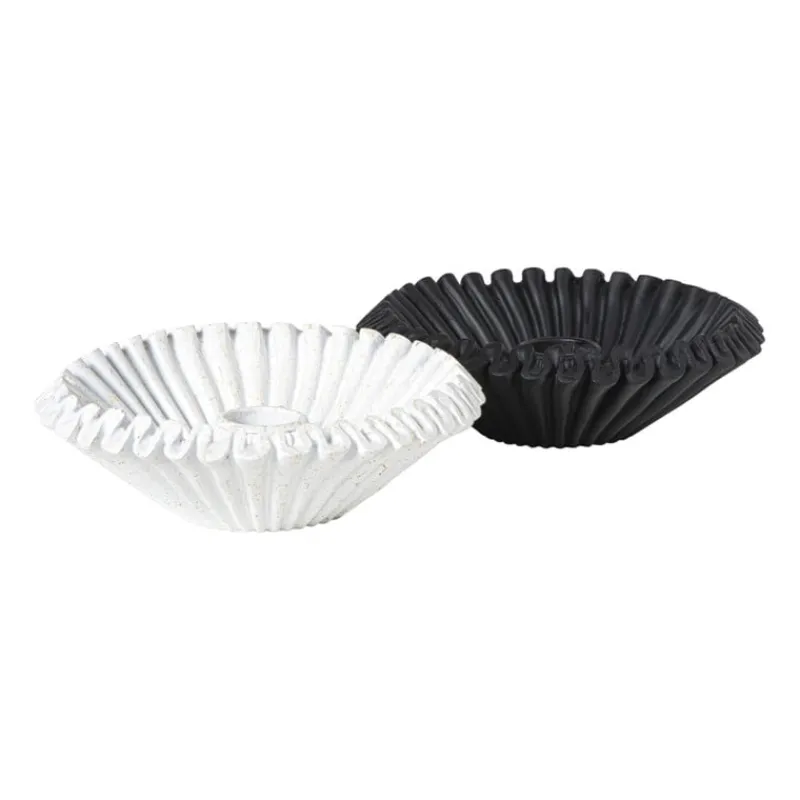 Xenos Kandelaars-Kandelaar wave - zwart - ø13.5x4 cm