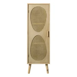 Xenos Kast Met Deuren-Kast Flores hoog met ovalen vlakken - bruin - 125x40x37.5 cm