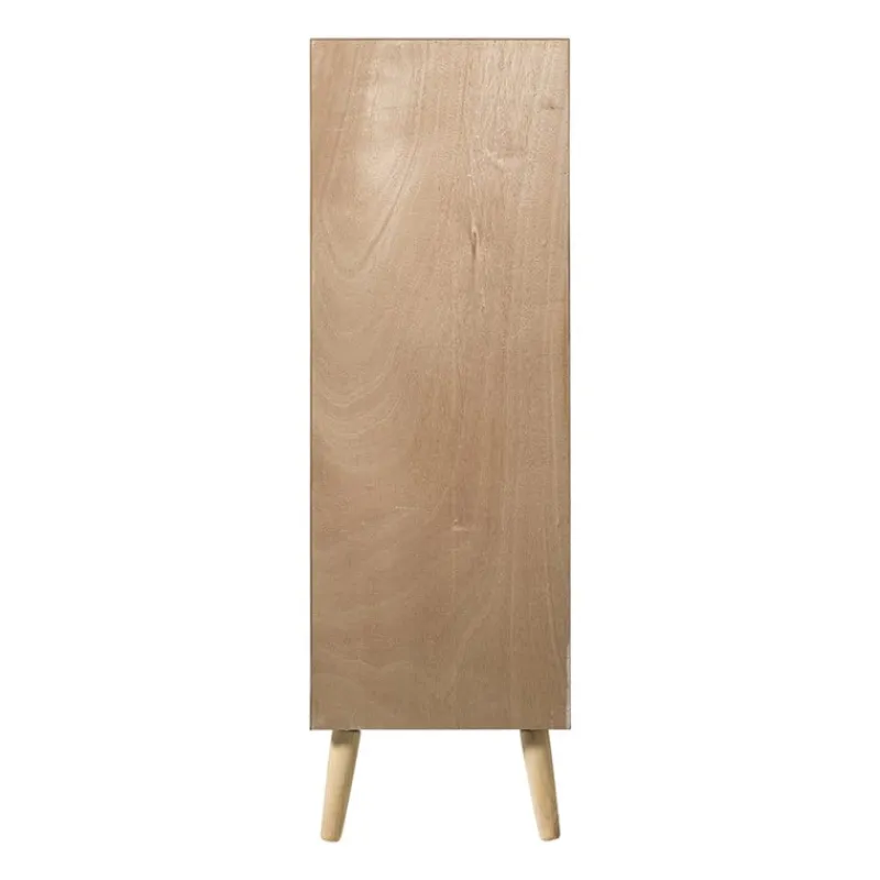 Xenos Kast Met Deuren-Kast Flores hoog met ovalen vlakken - bruin - 125x40x37.5 cm