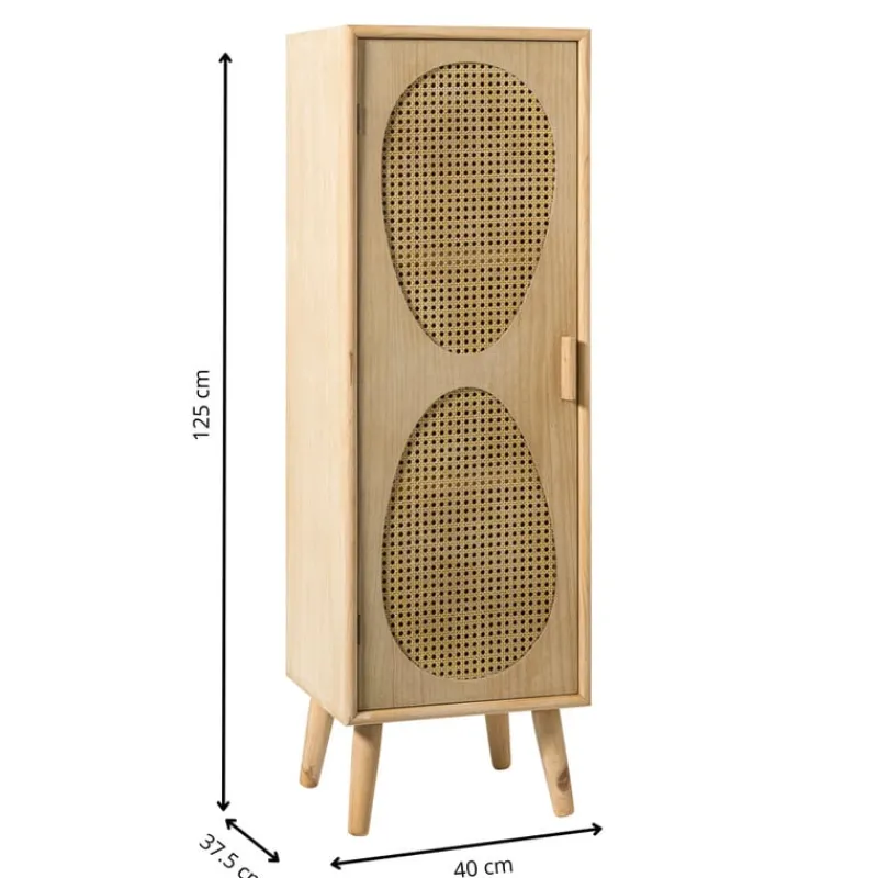 Xenos Kast Met Deuren-Kast Flores hoog met ovalen vlakken - bruin - 125x40x37.5 cm