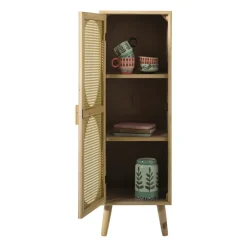 Xenos Kast Met Deuren-Kast Flores hoog met ovalen vlakken - bruin - 125x40x37.5 cm
