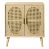 Xenos Tv Meubels|Kast Met Deuren-Kast Flores met ovalen vlakken - bruin - 78x70x37.5 cm