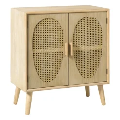 Xenos Tv Meubels|Kast Met Deuren-Kast Flores met ovalen vlakken - bruin - 78x70x37.5 cm