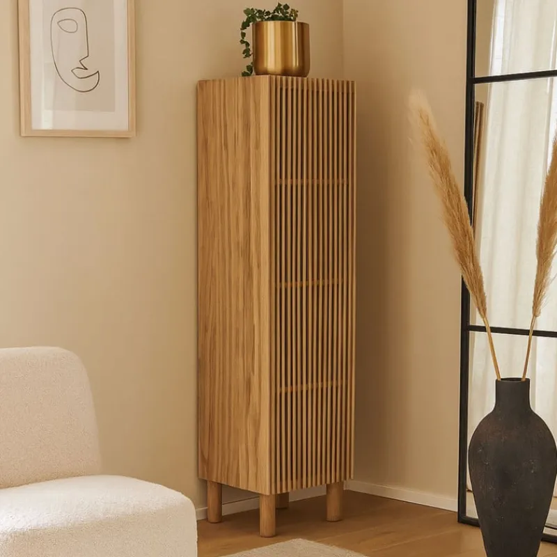Xenos Kast Met Deuren-Kast Japandi smal - bruin - 145x40x33 cm