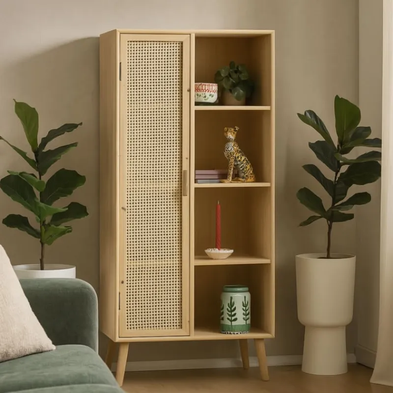 Xenos Kast Met Deuren|Vakkenkasten-Kast Java met deurtje en vakken - bruin - 160x70x33.5 cm