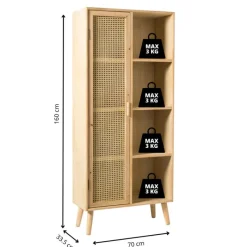 Xenos Kast Met Deuren|Vakkenkasten-Kast Java met deurtje en vakken - bruin - 160x70x33.5 cm