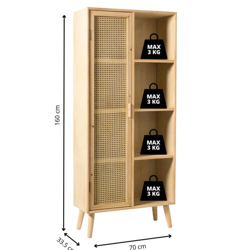Xenos Kast Met Deuren|Vakkenkasten-Kast Java met deurtje en vakken - bruin - 160x70x33.5 cm