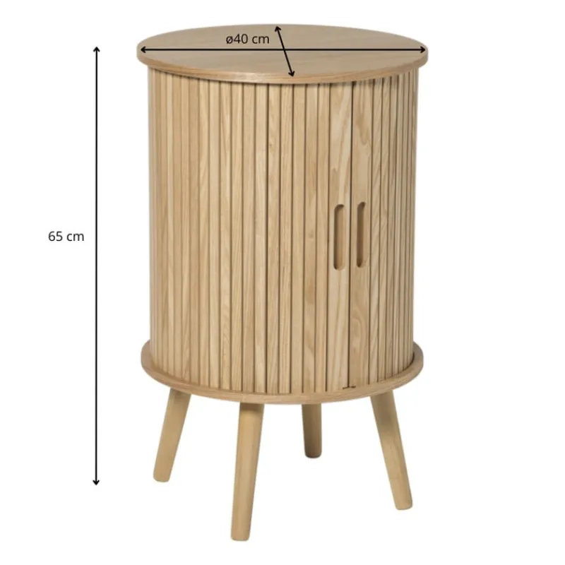 Xenos Nachtkastjes|Kast Met Deuren-Kast Uppsala rond hoog - naturel - ø40x65 cm