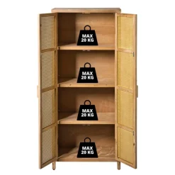 Xenos Kast Met Deuren-Kast webbing Lombok - bruin - 165x70x40 cm