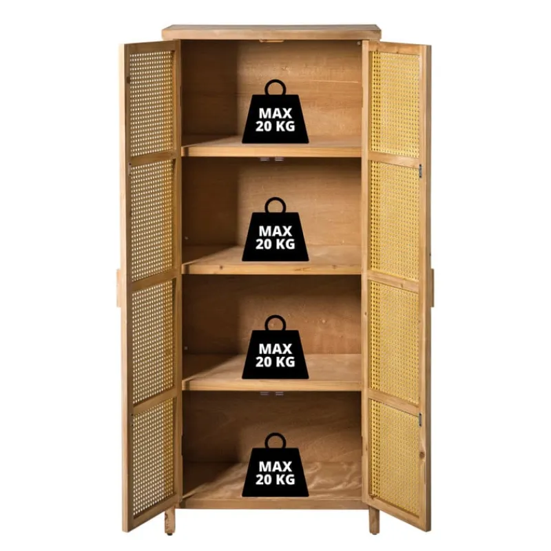 Xenos Kast Met Deuren-Kast webbing Lombok - bruin - 165x70x40 cm