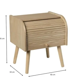 Xenos Nachtkastjes|Kast Met Deuren-Kastje Uppsala met roldeur - naturel - 45x40x34 cm