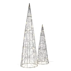 Xenos Kleine Kerstbomen-Kegel LED - zwart - ø12x40 cm