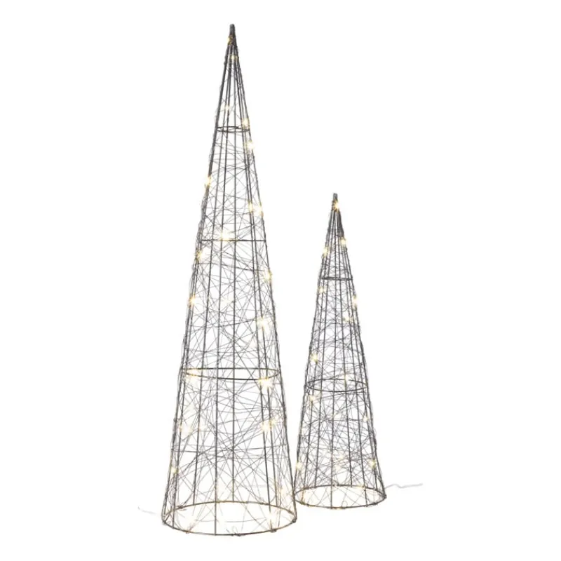 Xenos Kleine Kerstbomen-Kegel LED - zwart - ø12x40 cm