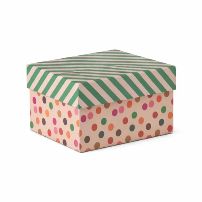 Xenos Kerst Inpakken-Kerst cadeau doos middel - multikleur - 8.5x16.5x12.5 cm