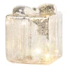 Xenos Kerstverlichting-Kerst glas cadeau met LED lampjes - 10.2x8.8x8.8 cm