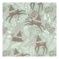 Xenos Kerst Inpakken-Kerst inpakpapier rendier - groen - 70x200 cm