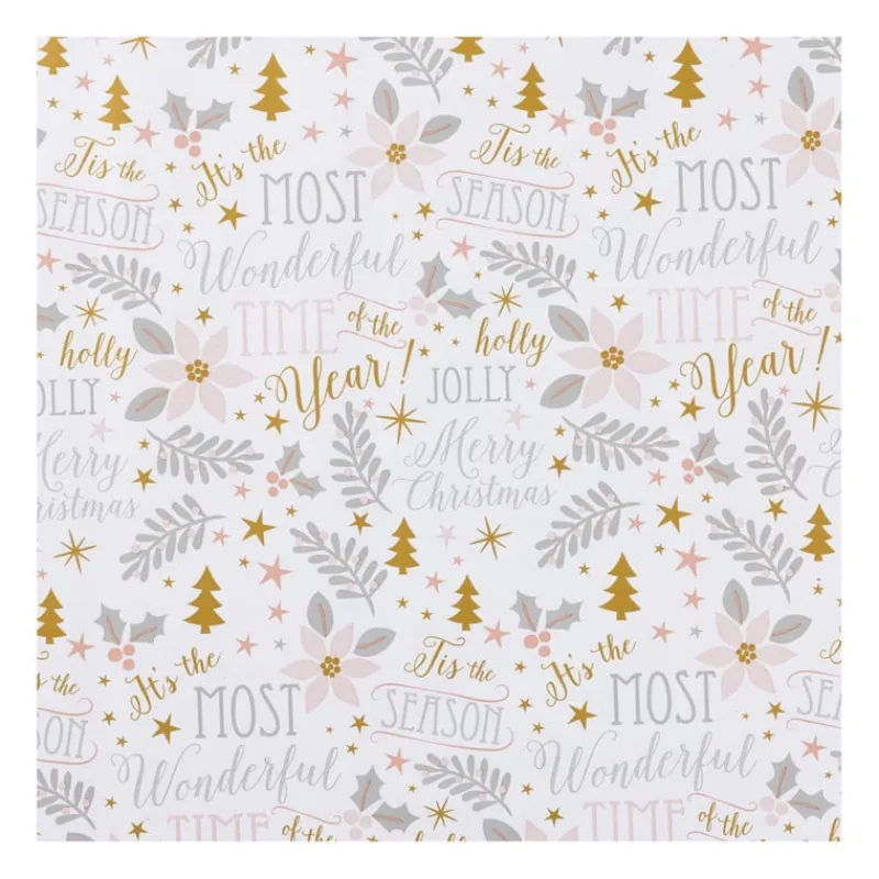 Xenos Kerst Inpakken-Kerst inpakpapier wonderful time - multikleur - 70x200 cm